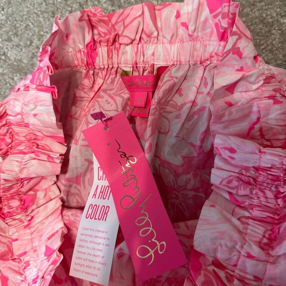 Lilly Pulitzer Pink Floral Off Shoulder Long Sleeve Top Blouse Women's size S - Picture 4 of 6